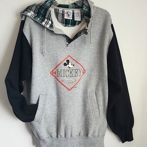 Mickey & Co Hooded 1/4 Zip Drawstring Long Sleeve Pullover Shirt Sz XL